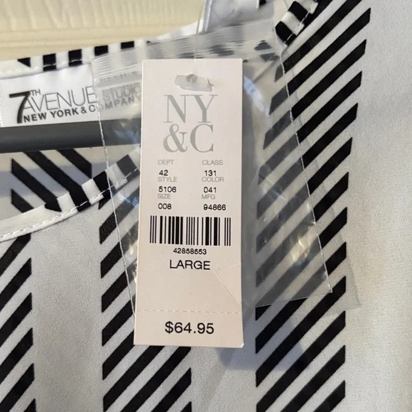 Black and White Striped Asymmetrical Top NWT - Picture 6 of 6